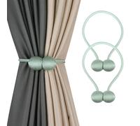 BEL AVENIR Magnetic Curtain Tiebacks European Style Strong Magnetic Handmade Rope Curtain Holders for Home Office Decorative(Light Blue, 2P)