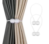 BEL AVENIR Magnetic Curtain Tiebacks European Style Strong Magnetic Handmade Rope Curtain Holders for Home Office Decorative(White, 2P)