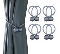 BEL AVENIR Magnetic Curtain Tiebacks European Style Strong Magnetic Handmade Rope Curtain Holders for Home Office Decorative(Dark Grey, 4P)