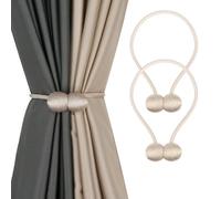 BEL AVENIR Magnetic Curtain Tiebacks European Style Strong Magnetic Handmade Rope Curtain Holders for Home Office Decorative(Beige, 2P)