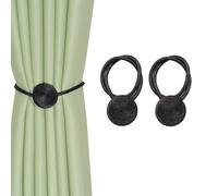 BEL AVENIR Magnetic Curtain Tiebacks Handmade Rope Curtain Tie Backs for Curtains Decorative Curtain Holders for Drapes(Black, 2P)