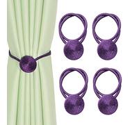 BEL AVENIR Magnetic Curtain Tiebacks Handmade Rope Curtain Tie Backs for Curtains Decorative Curtain Holders for Drapes(Purple, 4P)
