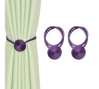 BEL AVENIR Magnetic Curtain Tiebacks Handmade Rope Curtain Tie Backs for Curtains Decorative Curtain Holders for Drapes(Purple, 2P)