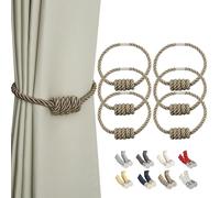BEL AVENIR Magnetic Curtain Tiebacks, Modern Woven Tie-Backs with Exquisite Knot, Drapery Holdbacks for Home Decoration (Flaxen, 6 Pack)