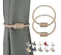 BEL AVENIR Magnetic Curtain Tiebacks, Modern Woven Tie-Backs with Exquisite Knot, Drapery Holdbacks for Home Decoration (Jute, 2 Pack)
