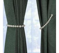 BEL AVENIR Pearl Magnetic Curtain Holdbacks Strong Invisible Tiebacks, No Drill Adjustable, Elegant European Style Home Decor(White, 2P)