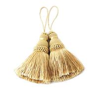 BEL AVENIR Tassels 2 Pcs Key Tassel with Loops Handmade Craft Charms | Gold, DIY Accessories, Elegant, Soft Making Curtain Home Decoration