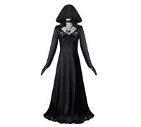 Bela Dimitrescu Cosplay Costume for Biohazard Village Vintage Vampire Lady Long Black Dress Halloween Role Play Outfit