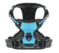 Belababy Dog Harness Small Medium Large No Pull, Adjustable Reflective Front Clip Dog Harness with Easy Control Handle, 2 Metal Rings for Training or Walking, Blue S