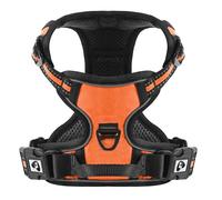 Belababy Dog Harness Small Medium Large No Pull, Adjustable Reflective Front Clip Dog Harness with Easy Control Handle, 2 Metal Rings for Training or Walking, Orange S