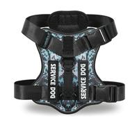Belababy Dog Harness Small Medium Large, Reflective Tactical No Pull Harness for Dogs in Training, Adjustable Soft Service Pet Vest with Easy Control Handle, BlueCamo, XL