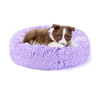 Belababy Donut Dog Cat Bed, Calming Doughnut Fluffy Dog Cat Bed Small Medium Large Washable with Soft Plush, Anti Anxiety Round with Anti-Slip Bottom (M, Purple)