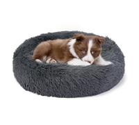 Belababy Donut Dog Cat Bed, Calming Doughnut Fluffy Dog Cat Bed Small Medium Large Washable with Soft Plush, Anti Anxiety Round Dog Puppy Bed with Anti-Slip Bottom (L, Dark Grey)