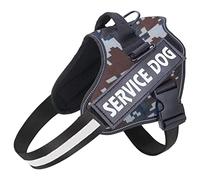 Belababy Service Dog Harness Small Medium Large, Adjustable Emotional Support Dog in Training Harness with Sturdy Handle, Reflective Therapy Puppy Vest, L, Blue Camouflage