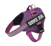 Belababy Service Dog Harness Small Medium Large, Adjustable Emotional Support Dog in Training Harness with Sturdy Handle, Reflective Therapy Puppy Vest, L, Purple