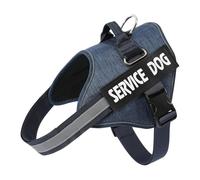Belababy Service Dog Harness Small Medium Large, Adjustable Emotional Support Dog in Training Harness with Sturdy Handle, Reflective Therapy Puppy Vest, L, Denim Blue