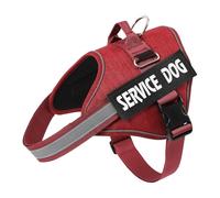 Belababy Service Dog Harness Small Medium Large, Adjustable Emotional Support Dog in Training Harness with Sturdy Handle, Reflective Therapy Puppy Vest, L, Burgundy Red