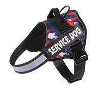 Belababy Service Dog Harness Small Medium Large, Adjustable Emotional Support Dog in Training Harness with Sturdy Handle, Reflective Therapy Puppy Vest, M, Blue Camo