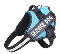 Belababy Soft No Pull Dog Harness Large, Adjustable Assistance Service Dog Vest with Safety Buckle, Reflective Breathable Outdoor Training Dog Harness（Light Blue）
