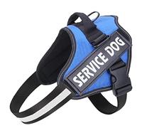 Belababy Soft No Pull Dog Harness Medium, Adjustable Assistance Service Dog Vest with Safety Buckle, Reflective Breathable Outdoor Training Dog Harness(Blue)