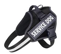 Belababy Soft No Pull Dog Harness Small, Adjustable Assistance Service Dog Vest with Safety Buckle, Reflective Breathable Outdoor Training Dog Harness（Black）
