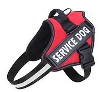 Belababy Soft No Pull Dog Harness X Large, Adjustable Assistance Service Dog Vest with Safety Buckle, Reflective Breathable Outdoor Training Dog Harness（Red）
