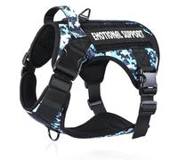 Belababy Tactical Anti Pull Dog Harness Small Medium Large, Adjustable Front Clip Service Dog Vest with Handle, Breathable Military Assistance Harness for Working Training, Blue Camo, XL