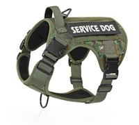 Belababy Tactical Anti Pull Dog Harness Small Medium Large, Adjustable Front Clip Service Dog Vest with Handle, Breathable Military Assistance Harness for Working Training, Green Camo, XL