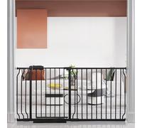 BELABB Extra Wide Baby Gate Tension Indoor Safety Gates Black Metal Large Pet Gate Pressure Mounted Walk Through Long Dog Gate for The House Doorways Stairs (62.2 Inch-66.9 Inch/158cm-170cm, Black)