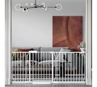 BELABB Extra Wide Baby Gate Tension Indoor Safety Gates White Metal Large Pet Gate Pressure Mounted Walk Through Long Dog Gate for The House Doorways Stairs (71.6 Inch-76.3 Inch/182cm-194cm, White)