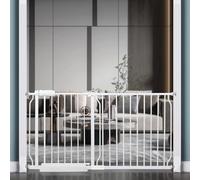 BELABB Extra Wide Baby Gate Tension Indoor Safety Gates White Metal Large Pet Gate Pressure Mounted Walk Through Long Dog Gate for The House Doorways Stairs (57.5 Inch-62.2 Inch/146cm-158cm, White)