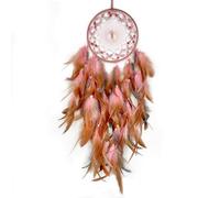 BELACASA Agate Starry Sky Dream Catcher Ornaments Colorful Feather Woven Decorations wall Hanging Home Decoration Handmade Bedroom wall Hanging (Pink Feather - 1pc)