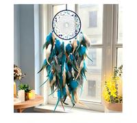 BELACASA Agate Starry Sky Dream Catcher Ornaments Colorful Feather Woven Decorations wall Hanging Home Decoration Handmade Bedroom wall Hanging (BIue Feather - 1pc)