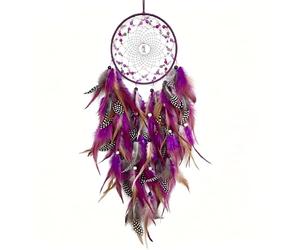 BELACASA Agate Starry Sky Dream Catcher Ornaments Colorful Feather Woven Decorations wall Hanging Home Decoration Handmade Bedroom wall Hanging (PurpIe Feather - 1pc)
