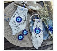 Belacasa Blue Evil Eye Boho Handmade Cotton Thread Woven Tapestry Pendant Wall Hanging for Bedroom Home Dorm Room Ornament (Style : A)