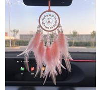 BELACASA High-end Crystal Stone Dreamcatcher Red and Purple Feather Dreamcatchers for Home Decoration Ornaments Bedroom Wall Hanging Car Pendant Exquisite Interior (Pink Feather - 1pc)