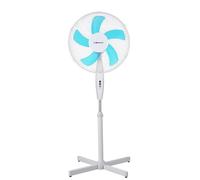 Belaco 16 Inch Pedestal Fan with Oscillation, Upgraded 5 Blades, Adjustable Height, Quiet Powerful Cooling Airflow, 40W, White & Blue