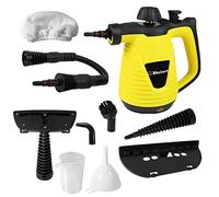Belaco Multipurpose Steam Cleaner HandHeld with 9 Pieces Accessory kit for Multipurpose Yellow portable steamer for stain removing tiles kitchen bathroom garment car seats & more 1050W British Plug