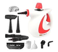 Belaco Multipurpose Steam Cleaner 1050W, 9 Pieces Accessory kit for Multi Purpose Red color portable steamer for stain removing tiles kitchen bathroom garment car seats & more British Plug