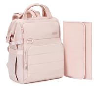 BELALIFE Baby Diaper Backpack Bag, Baby Essentials Travel Backpack for Moms Dads, with Changing Pad, Insulated Bottle Holders & Stroller Straps, Pink