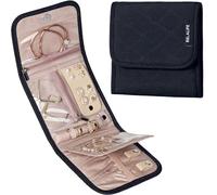 BELALIFE Travel Jewelry Case Organizer, Small Foldable Storage Roll for Earrings, Necklaces, Rings, Bracelets, Brooches, Black