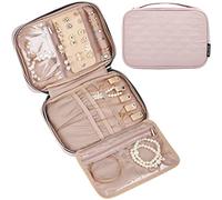 BELALIFE Travel Jewelry Organizer, Portable Storage Case for Earrings, Rings, Necklaces, Bracelets, Pink