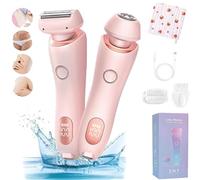 Belarae Brazilian Shaver, 2 in 1 Electric Waterproof Dual Head Shaver Women, Bikini Trimmer for Women, Wet & Dry for Leg Arm Underarm Pubic Area (Pink)