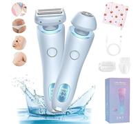 Belarae Brazilian Shaver, 2 in 1 Electric Waterproof Dual Head Shaver Women, Bikini Trimmer for Women, Wet & Dry for Leg Arm Underarm Pubic Area (Blue)