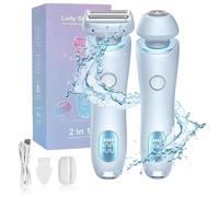 Belarae Brazilian Shaver 2-in-1 Women’s Electric Razor, Waterproof Rechargeable Trimmer with 3-Blade Floating Foil for Smooth Skin, Gentle on Sensitive Areas (Blue)