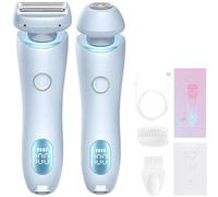 Belarae Brazilian Shaver, Cordless 2 in 1 Dual Head Electric Razor for Women, Waterproof Intimate Bikini Trimmer, Wet Dry Shaver Women, Effortlessly Achieve Touchably Soft Skin (Blue*1)