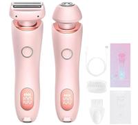 Belarae Brazilian Shaver, Cordless 2 in 1 Dual Head Electric Razor for Women, Waterproof Intimate Bikini Trimmer, Wet Dry Shaver Women, Effortlessly Achieve Touchably Soft Skin (Pink*1)