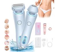 Belarae Brazilian Shaver - No Burns or Ingrown Hairs, Electric Razor for Women's Public Hair, Legs, Underarm, Bikini - Wet & Dry Use for Smooth Skin (Blue)