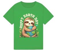 Belarte Happy Earth Day T Shirt Cute Sloth Hugging Earth Save The Planet Shirt Environmental Awareness Graphic Tee Gift for Kids Kelly Green 9-11Y