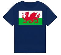 Belarte St David’s Day Kids T-Shirt - Welsh Cymru Flag Badge Shirts, Daffodils Graphic Tee for Boys & Girls Navy 9-11Y